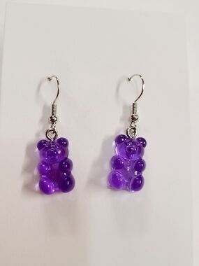 Purple Gummy Bear Dangle Earrings - Women Jewelry